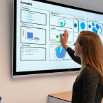 A diverse team of professionals in a vibrant, modern Dutch office. One person is deeply immersed in critical thinking, analyzing complex data on a sleek, minimalist screen, clearly interpreting insights generated by AI. Another is actively brainstorming and sketching innovative solutions on a whiteboard, fostering creative problem-solving. The scene highlights human empathy and effective communication through their engaged body language and collaborative interactions. Advanced technology, such as smart displays or subtle holographic projections, are seamlessly integrated as tools, enhancing human collaboration and ingenuity. The atmosphere is dynamic, optimistic, and forward-looking, emphasizing human leadership and unique skills in an AI-augmented environment. Realistic, contemporary, professional, warm lighting, Dutch aesthetic.